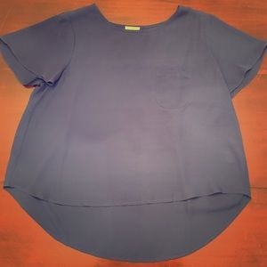 Navy Blue Short Sleeve Blouse